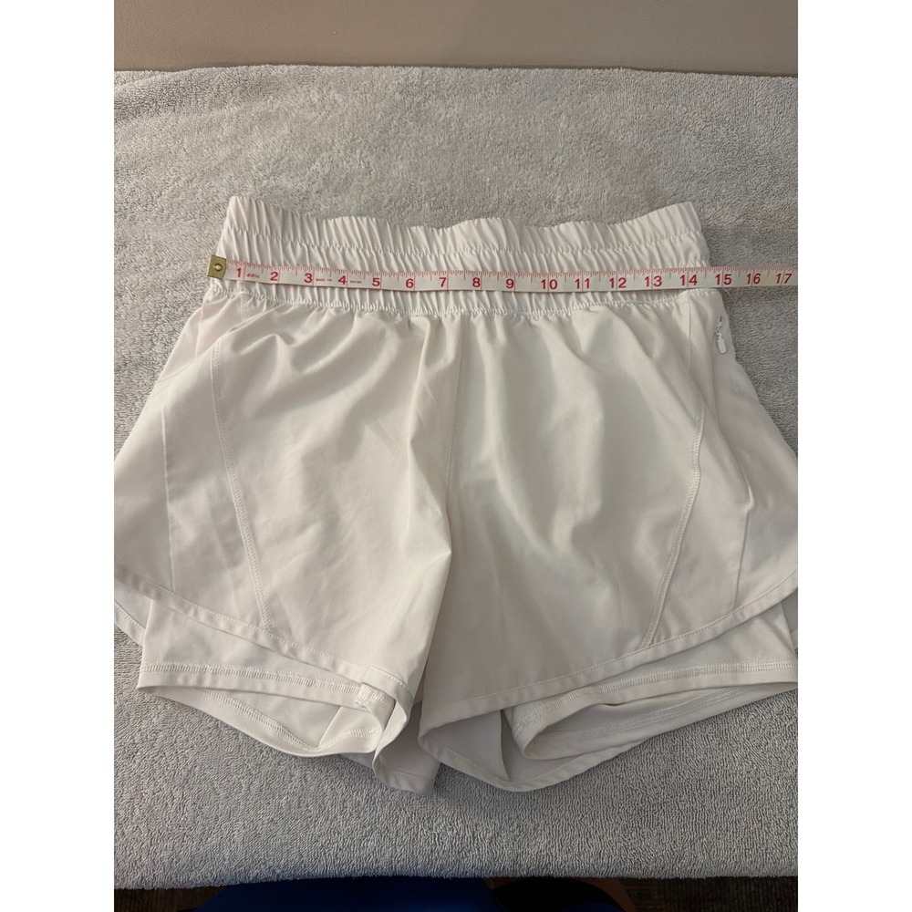 Avia Womens White 2-in-1 Running Shorts Smocked Waist Zipper Pocket Size S 4-6